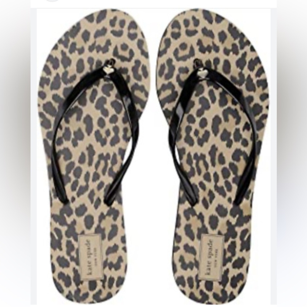 NWOT Kate Spade Flatbush Leopard print Flip Flops -
